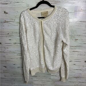 Wildfox Cream Sequin Cardigan Sweater